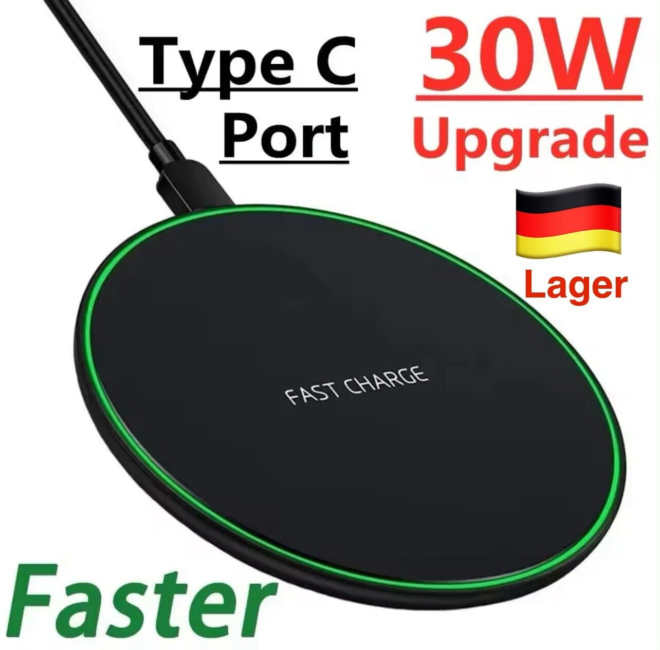 30W Wireless Fast Charger Kabelloses Ladegerät Schnelles Samsung Apple ANDROID