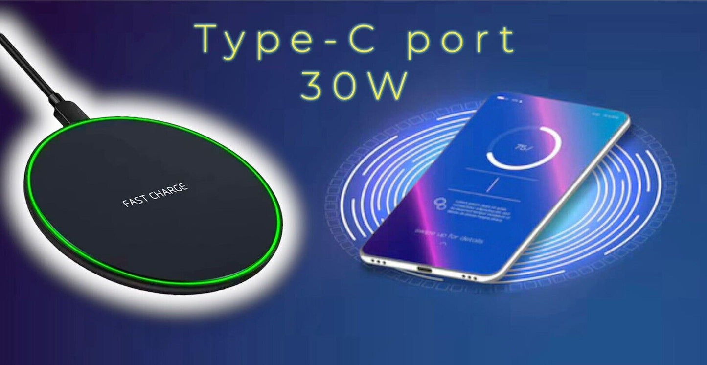 30W Wireless Fast Charger Kabelloses Ladegerät Schnelles Samsung Apple ANDROID