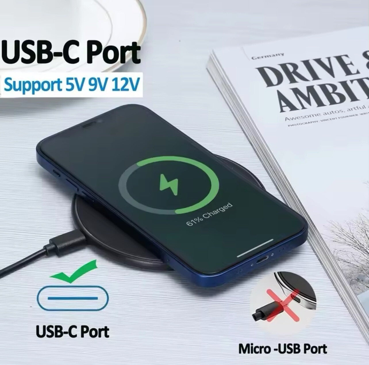 30W Wireless Fast Charger Kabelloses Ladegerät Schnelles Samsung Apple ANDROID