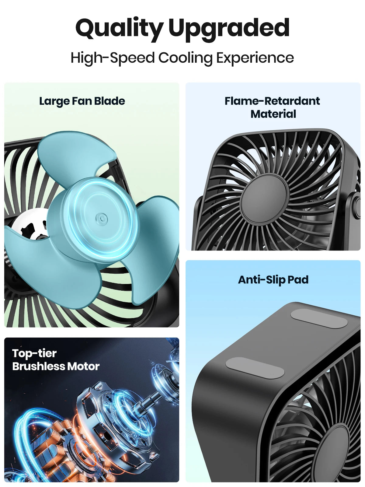 4Inch USB Mini Portable Fan for Camping,3 Speeds Quiet Desk Table Personal Fan,360°Adjustment Standing Fans for Room Home