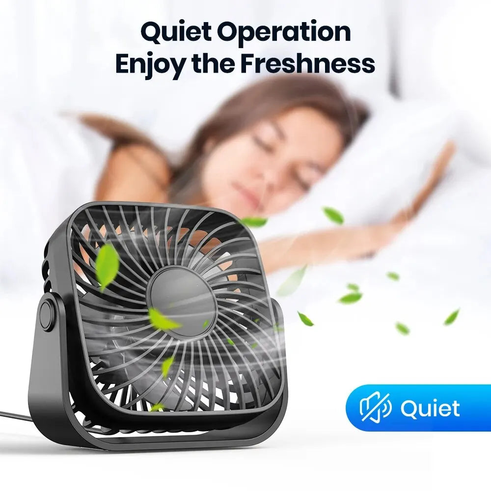 4Inch USB Mini Portable Fan for Camping,3 Speeds Quiet Desk Table Personal Fan,360°Adjustment Standing Fans for Room Home