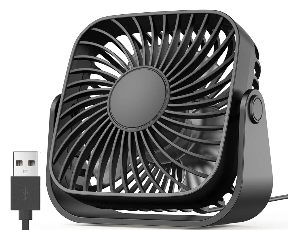 4Inch USB Mini Portable Fan for Camping,3 Speeds Quiet Desk Table Personal Fan,360°Adjustment Standing Fans for Room Home