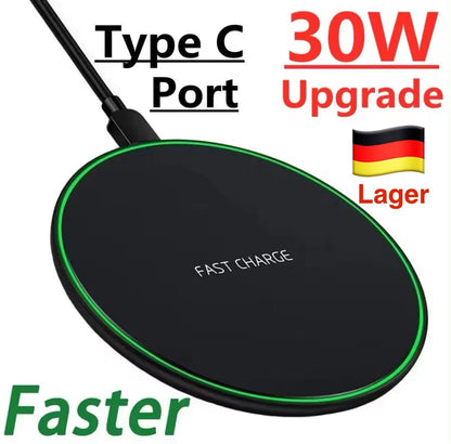 30W Wireless Fast Charger Kabelloses Ladegerät Schnelles Samsung Apple ANDROID