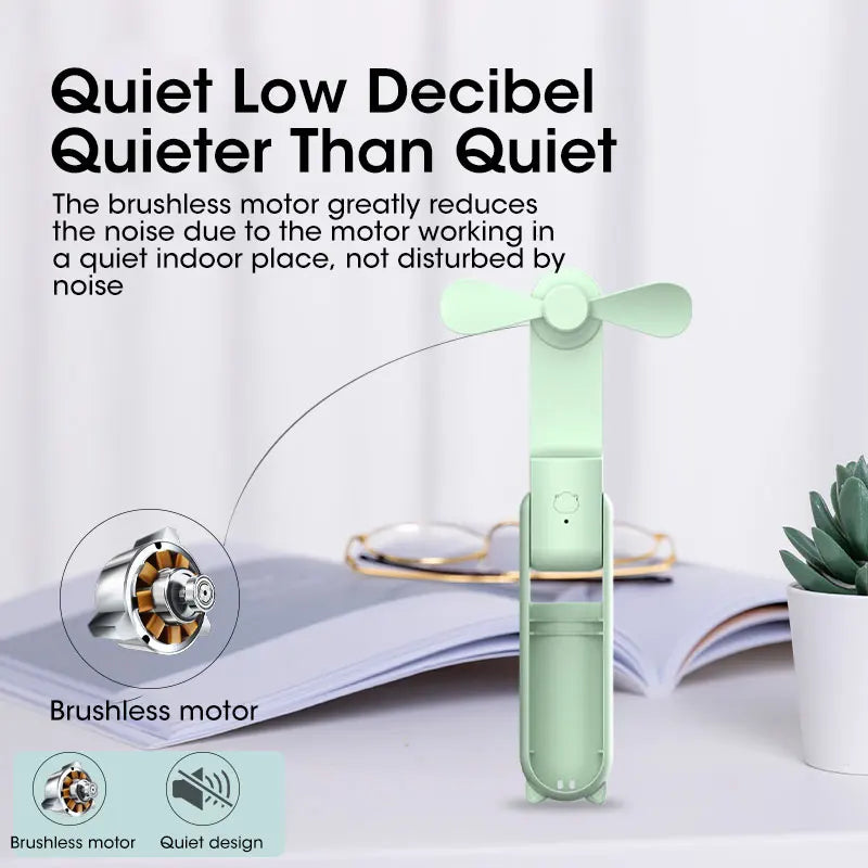 2000Mah Mini Portable Fan USB Rechargeable Cooler Collapsible Handheld Desktop Fan Quiet Foldable Office Home Handy Power Bank