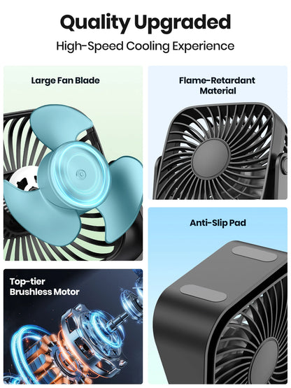4Inch USB Mini Portable Fan for Camping,3 Speeds Quiet Desk Table Personal Fan,360°Adjustment Standing Fans for Room Home