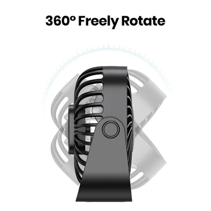 4Inch USB Mini Portable Fan for Camping,3 Speeds Quiet Desk Table Personal Fan,360°Adjustment Standing Fans for Room Home